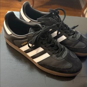 adidas Samba Sneakers in Black with White Stripes